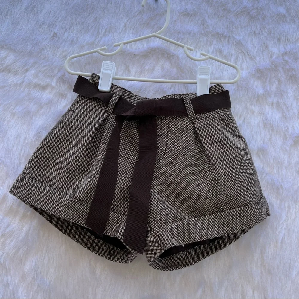 Gymboree Girls‎ Brown Tweed Shorts Size 6 Ribbon Waist